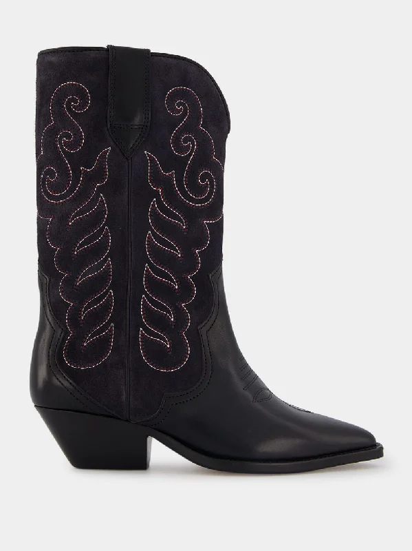 Cowboy boots for western folklore wearDuerto Black Suede Cowboy Boots