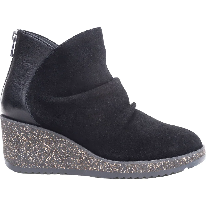 Stylish Booties for men with round toe and simple design-Women's Aetrex Kara Black Suede