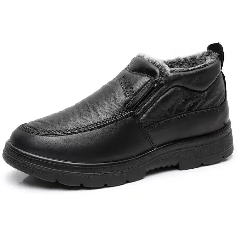 Ankle boots for metro wear-GRW Orthopedic Men Boots Warm Vintage Soft Leather Waterproof Ankle Boots