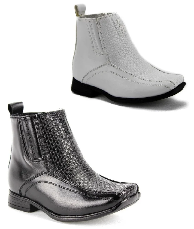 Ankle boots with mute studs-Toddler Boys I-322 Zippered Ankle High Party Dress Boots