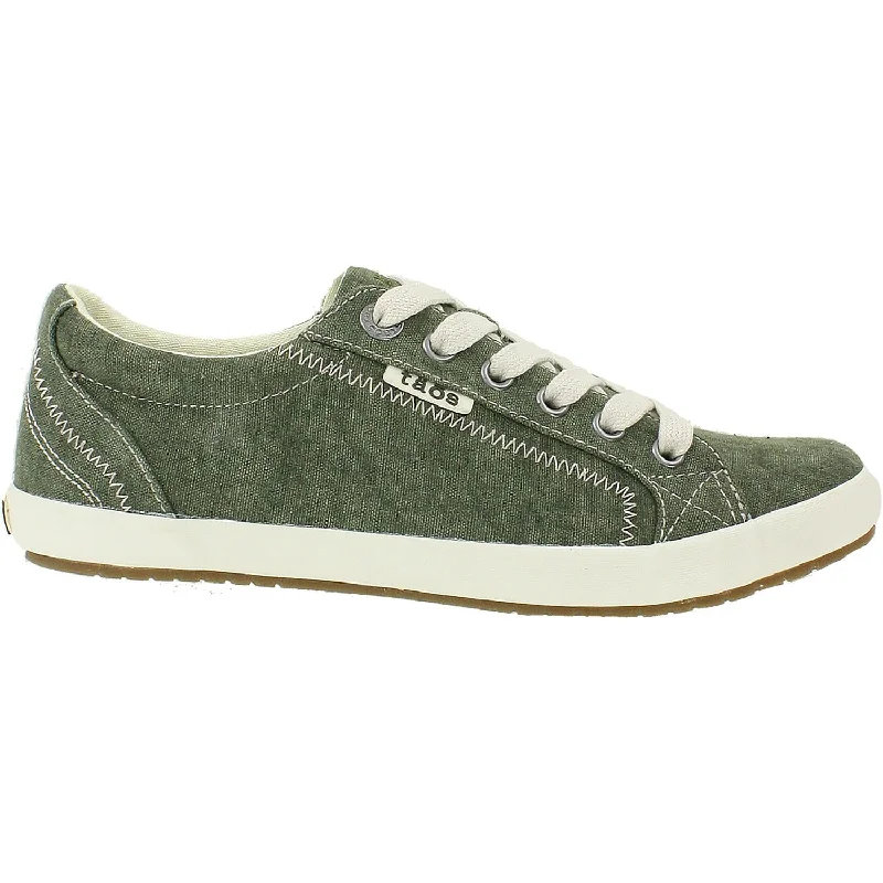 Casual shoes with tonal logos-Women's Taos Star Olive Washed Canvas