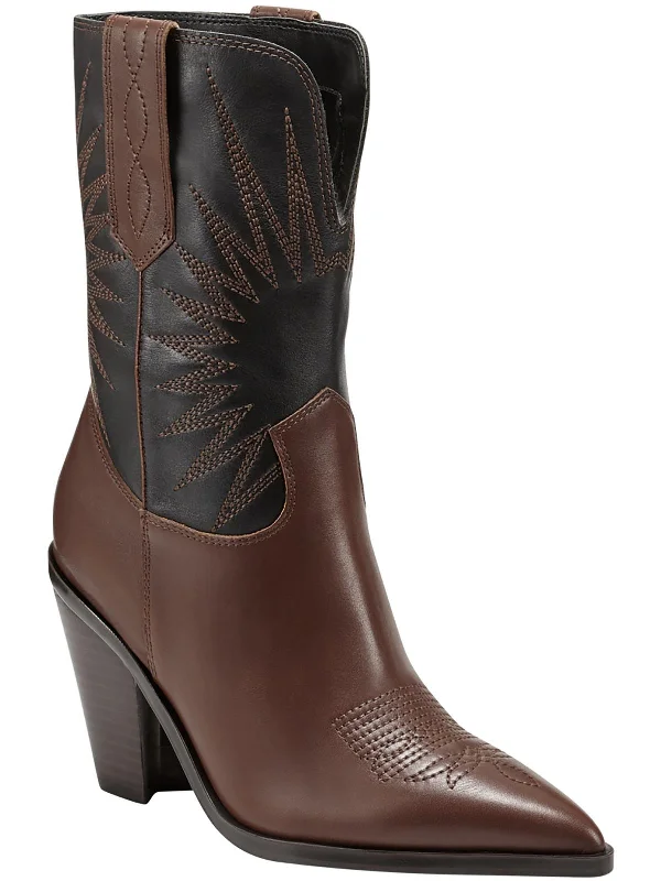 Cowboy boots with rugged chestnut leatherRogers Womens Leather Emroidered Cowboy, Western Boots