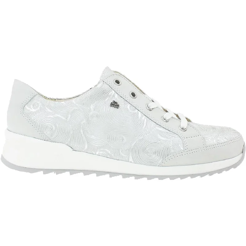 Casual shoes for casual frisbee games-Women's Finn Comfort Pordenone White Flower Nubuck