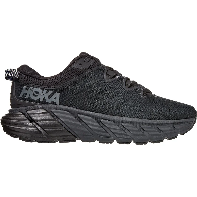 Athletic shoes with lugged midsoles-Women's Hoka One One Gaviota 3 Black Mesh