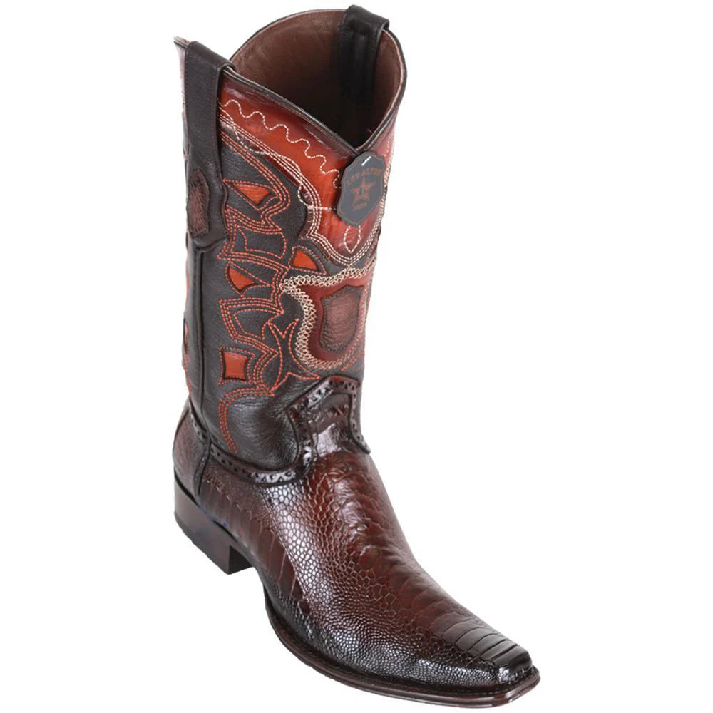 Cowboy boots for cowboy canyon styleLos Altos 760516 Men's Faded Brown Genuine Ostrich Leg European Square Toe Cowboy Boots