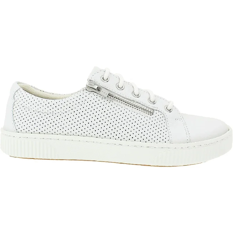 Casual shoes with airy soles-Women's Born Tamara White Perforated Leather