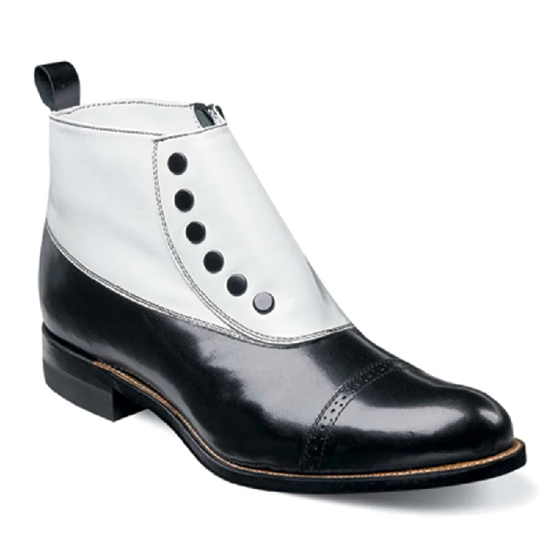 Ankle boots with solid warmth-Stacy Adams Madison Black & White Spat Kidskin Ankle Boot