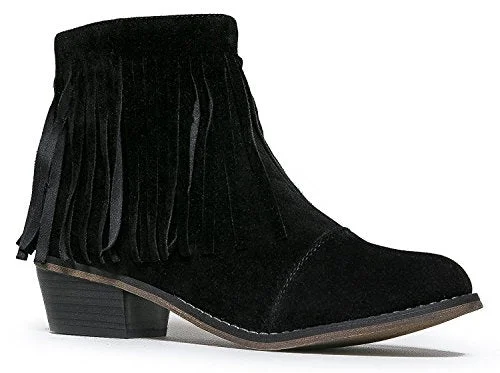 Ankle boots for young ease-Women's Dorado-18 Suede Fringe Cap Toe Ankle Boots