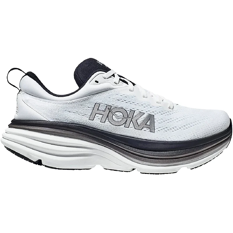 Quick-dry athletic shoes for water-Men's Hoka Bondi 8 White/Black Mesh