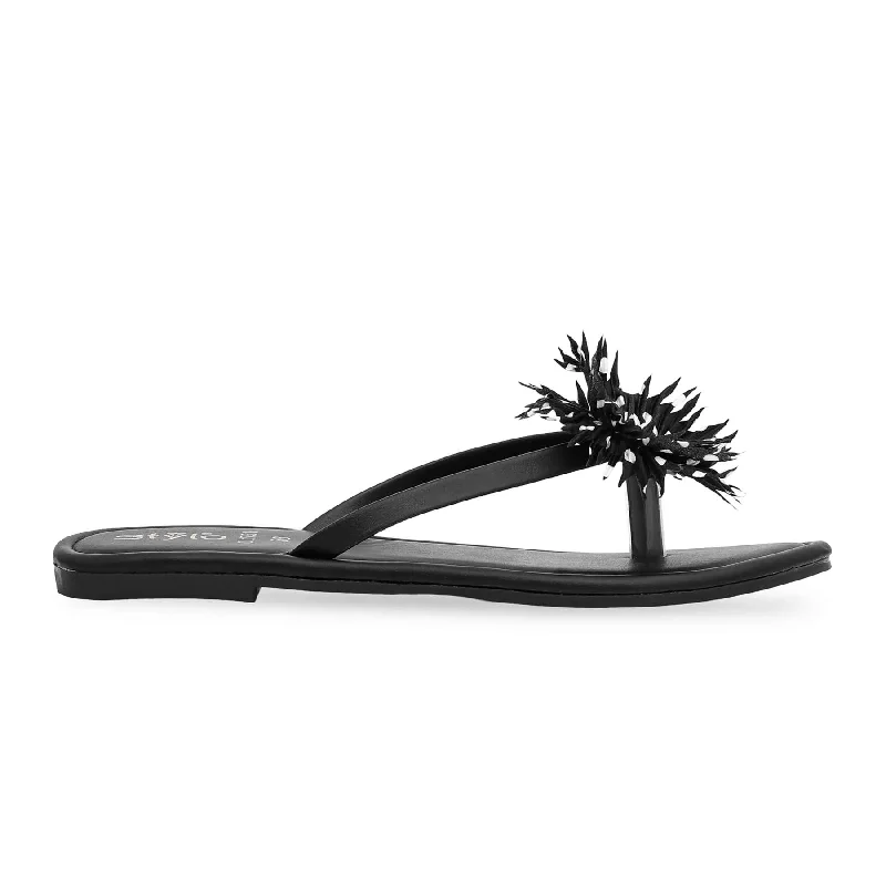 Slippers for relaxed feet -Black Casual Chappal CL1751