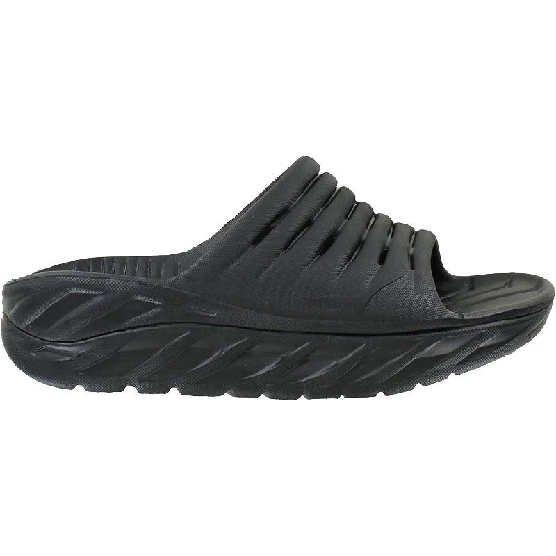 Athletic shoes with iridescent midsoles-Women's Hoka Ora Recovery Slide Black/Black EVA