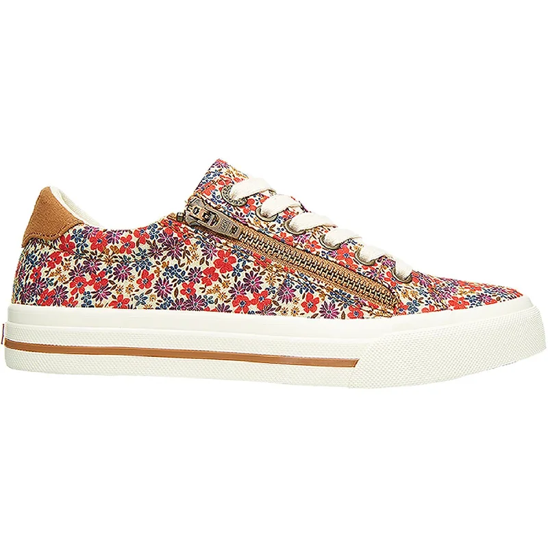 Casual shoes with zigzag stitching-Women's Taos Z Soul Red Floral Canvas