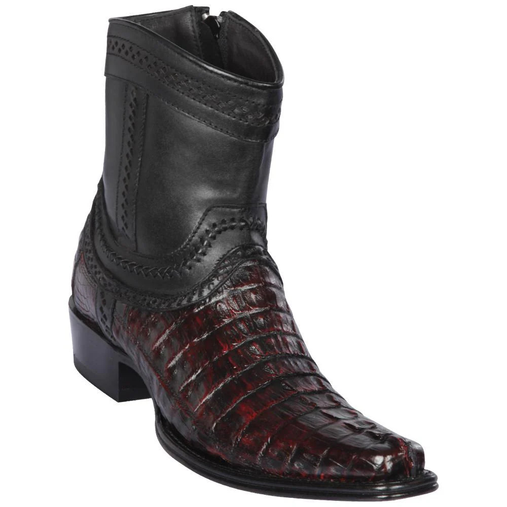 Cowboy boots for western mesa wearLos Altos 76B0118 Men's Black Cherry Genuine Caiman Tail European Square Toe Cowboy Boots