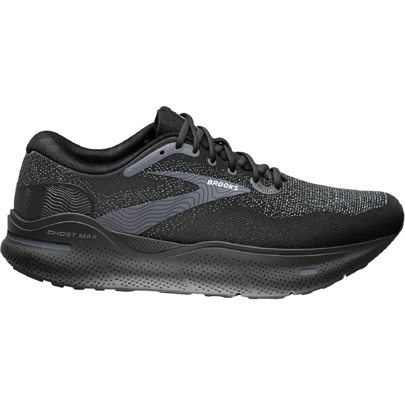 Athletic shoes for heel relief-Men's Brooks Ghost Max Black/Black/Ebony Mesh