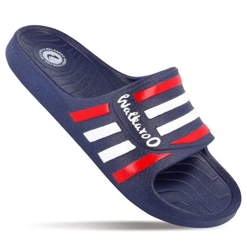 sandals for men with rugged design for outdoor activities-Walkaroo Mens Flip Flop Sliders  - WC4835 Navy Blue