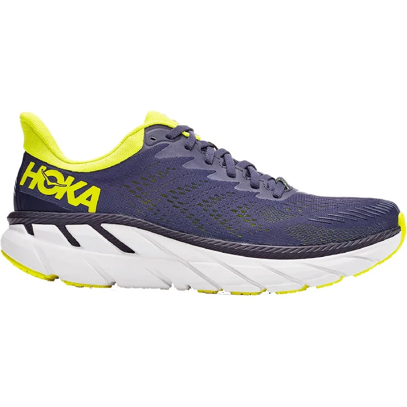 Athletic shoes with slim soles-Men's Hoka One One Clifton 7 Odyssey Grey/Evening Primrose Mesh