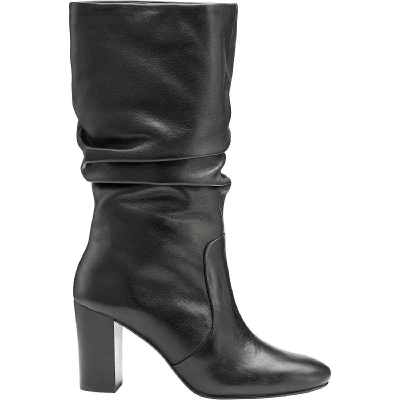 Trendy Booties for women with lace detailing-Women's Johnston & Murphy Charlotte Slouch Black Calfskin Leather