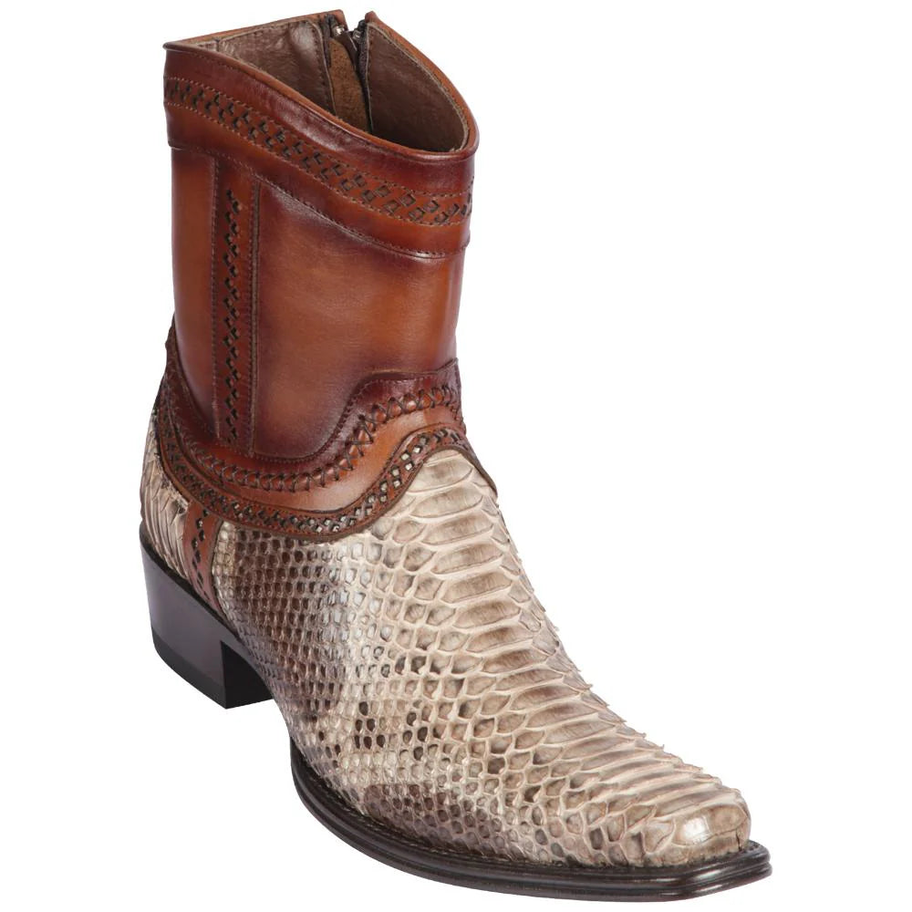 Cowboy boots with leather bear inlaysLos Altos 76B5785 Men's Rustic Brown Genuine Python European Square Toe Cowboy Boots