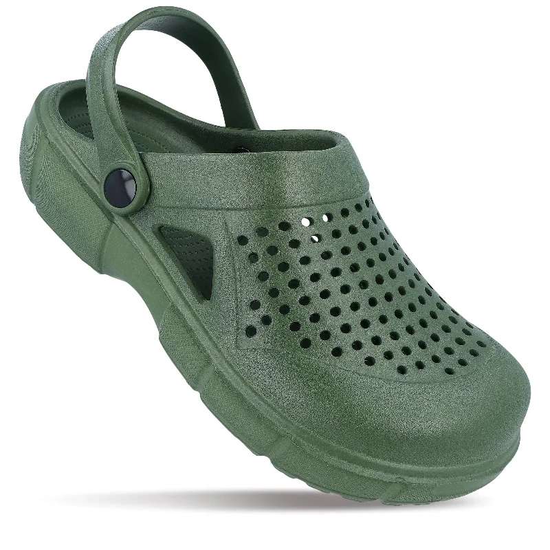 sandals for men with bold design for a fashion-forward look-Walkaroo Mens Clogs  - WC4849 Olive