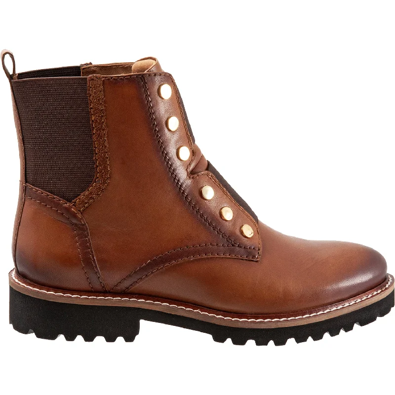 Stylish Booties for men with smooth leather finish-Women's SoftWalk Indiana Luggage Leather