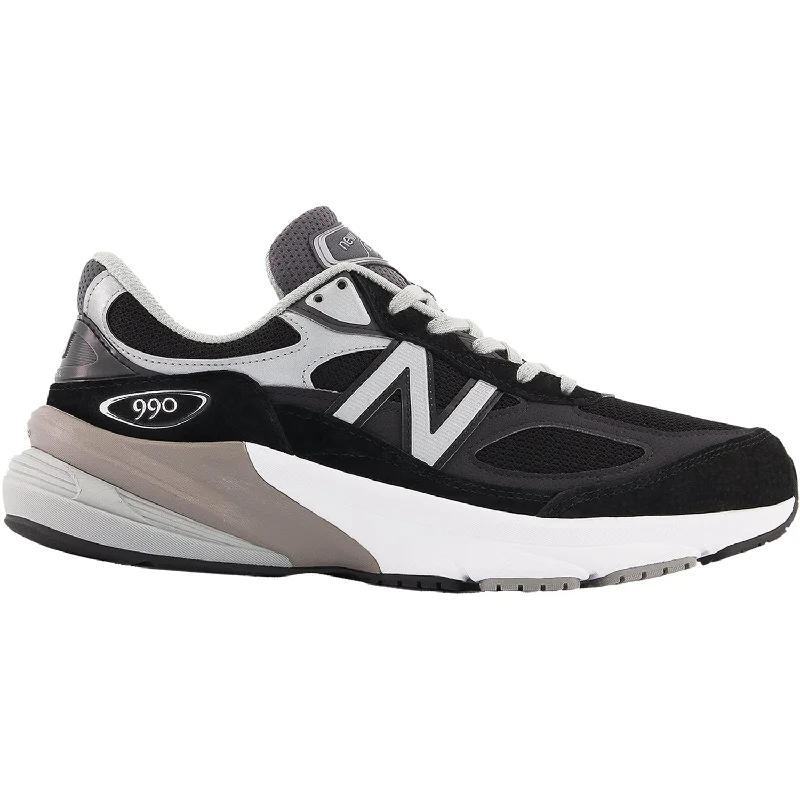 Athletic shoes for icy roads-Men's New Balance M990BK6 Black/White Suede/Mesh