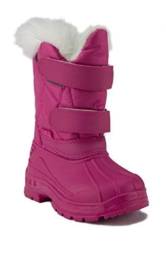 snow boots with breathable insulation for comfortGirls BHD-04I Toddlers Double Velcro Strap Fur Lined & Cuff Winter Boots