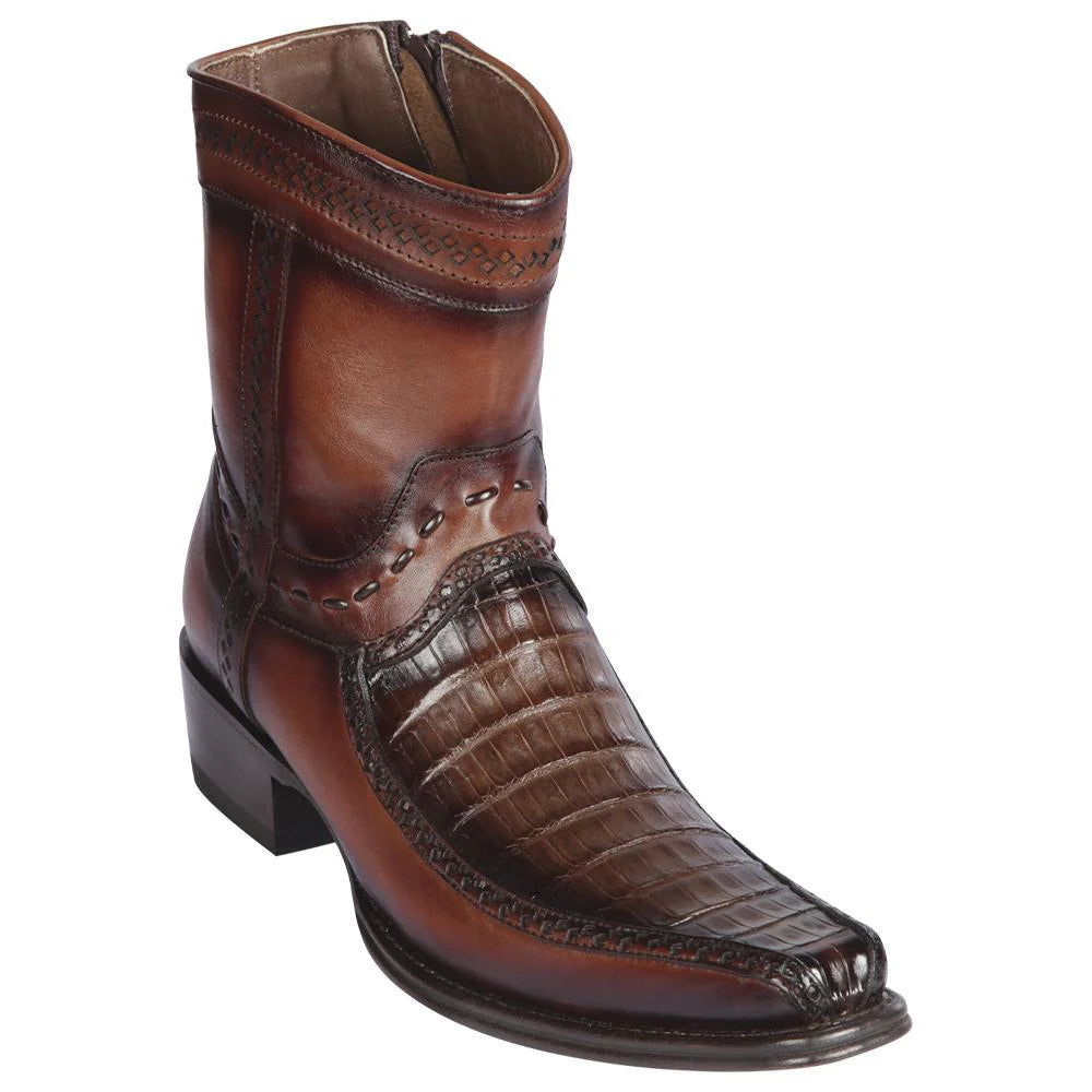 Cowboy boots for western tale styleLos Altos 76BF8216 Men's Faded Brown Genuine Caiman Belly & Deer European Square Toe Cowboy Boots