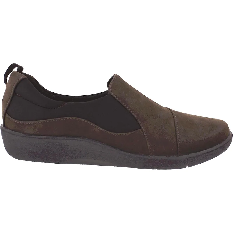 Casual shoes for casual island hops-Women's Clarks Cloudsteppers Sillian Paz Dark Brown Synthetic Nubuck