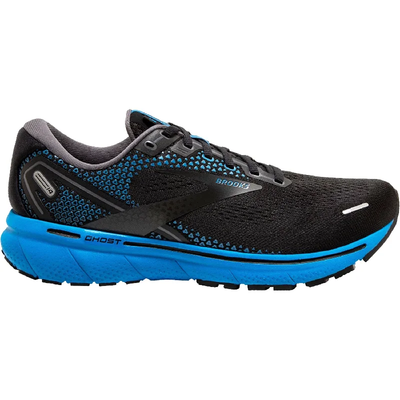 Athletic shoes for frosty trails-Men's Brooks Ghost 14 Black/Blackened Pearl/Blue Mesh