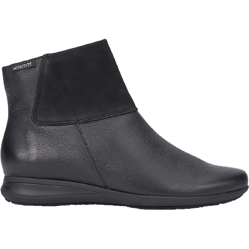 Stylish Booties for men with subtle details-Women's Mephisto Nonie Black Leather/Nubuck