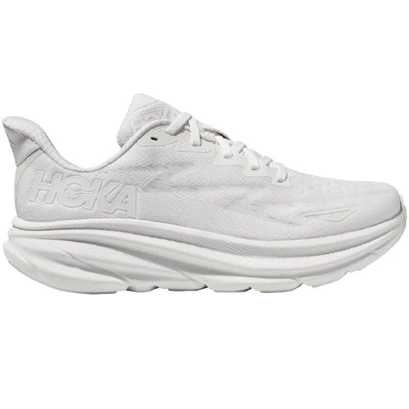 Athletic shoes with jagged midsoles-Women's Hoka Clifton 9 White/White Mesh