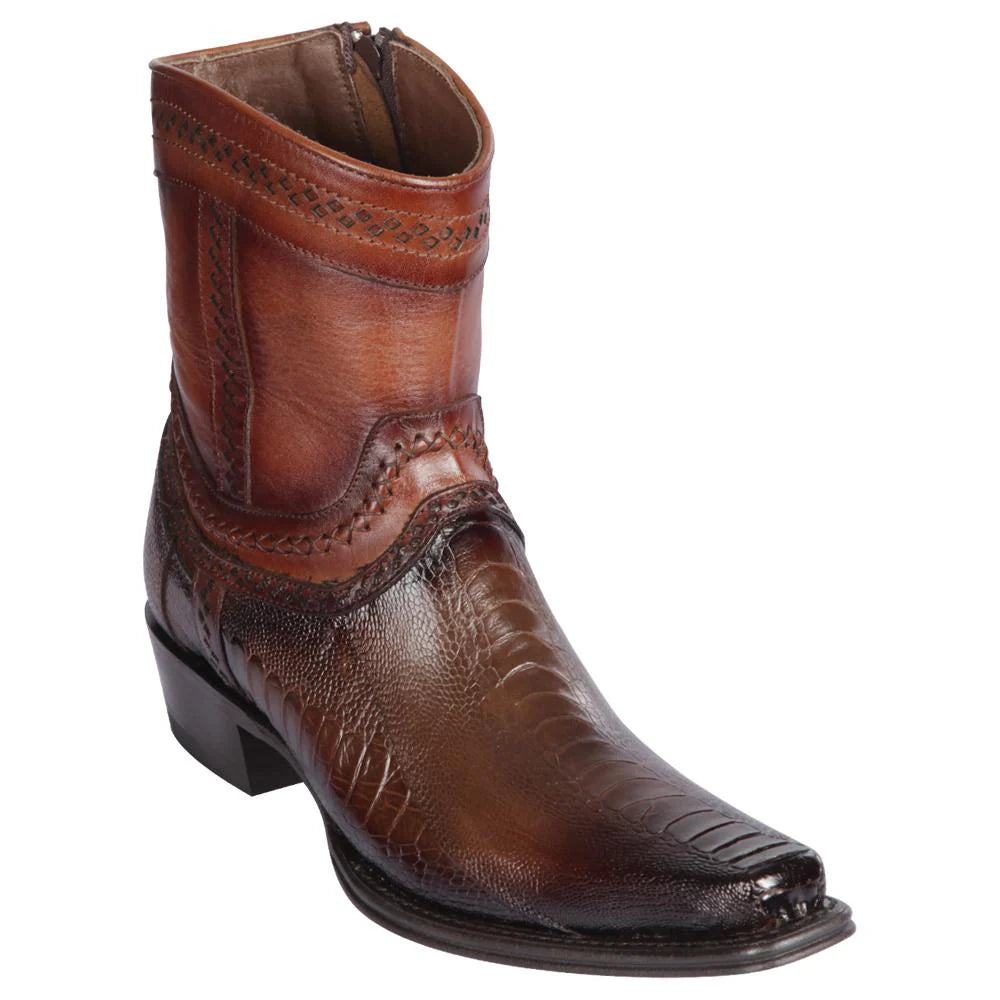 Cowboy boots for dusty sage comfortLos Altos 76B0516 Men's Faded Brown Genuine Ostrich Leg European Square Toe Cowboy Boots