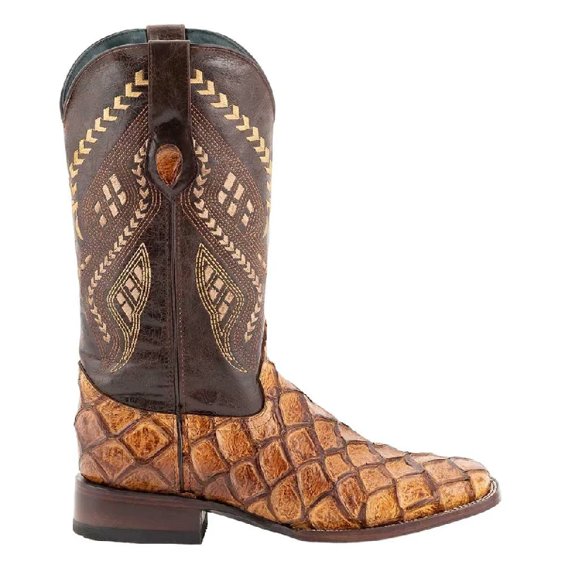 Cowboy boots for cowboy sage styleFerrini Bronco Cigar Pirarucu Print Square Toe Leather Cowboy Boots