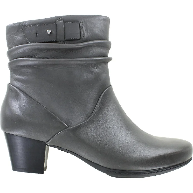 Stylish Booties for men with square heel-Women's Earth Winnipeg Stone Grey Leather