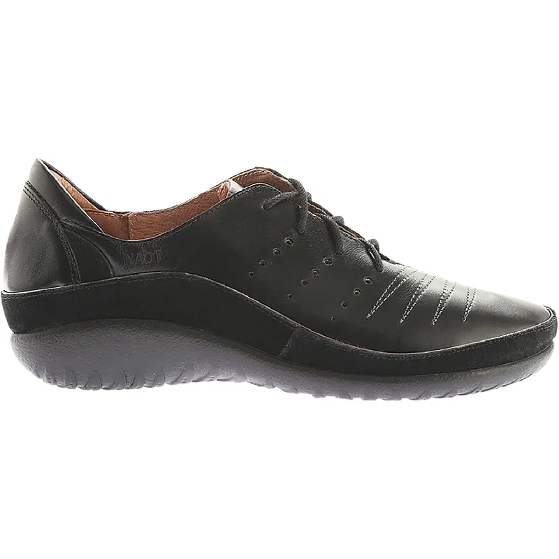 Casual shoes with muted stitching-Women's Naot Kumara Black Madras Leather/Black Suede