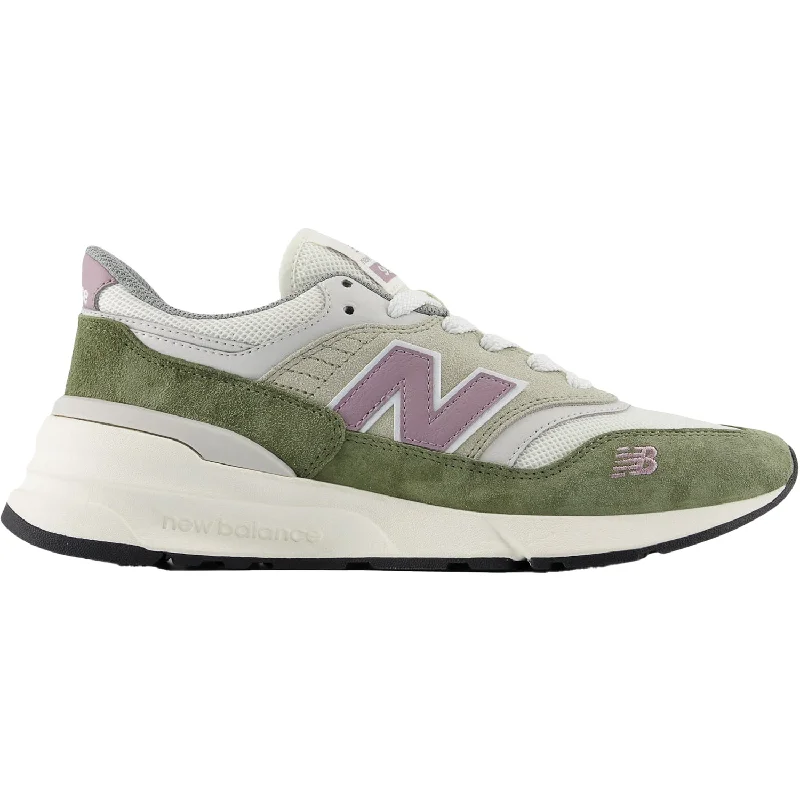 Athletic shoes with polka heels-Unisex New Balance U997MGB Dark Olivine/Sea Salt Suede