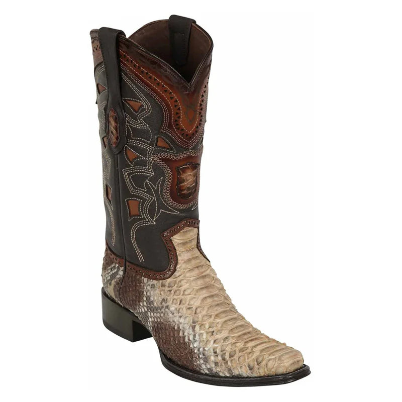 Cowboy boots with leather leaf detailsLos Altos 765711 Men's Oryx Genuine Python European Square Toe Cowboy Boots