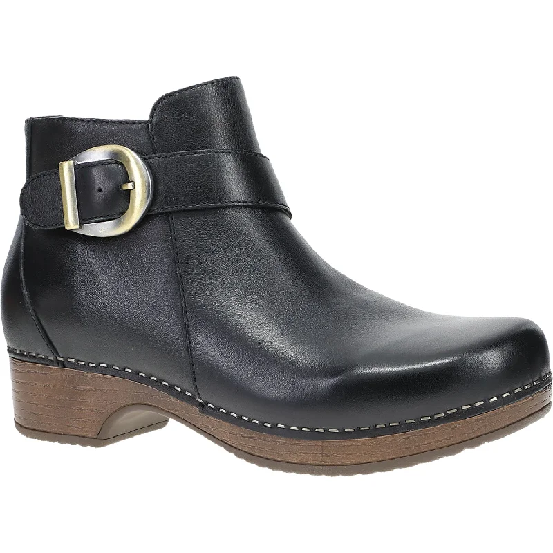 Trendy Booties for women with warm lining-Women's Dansko Brennan Black Calf Leather