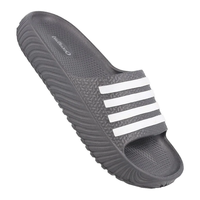 sandals for men with velcro straps for easy adjustment-Walkaroo Men's Sliders  - WC8762 Dark Grey