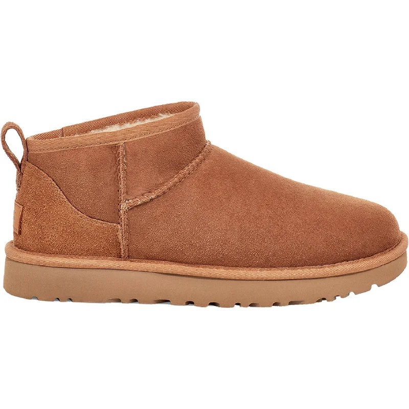 Trendy Booties for women with asymmetric design-Women's UGG Classic Ultra Mini Chestnut Sheepskin