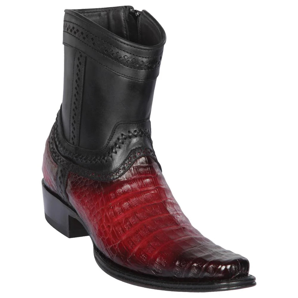 Cowboy boots for western dusk styleLos Altos 76B8243 Men's Faded Burgundy Genuine Caiman Belly European Square Toe Cowboy Boots