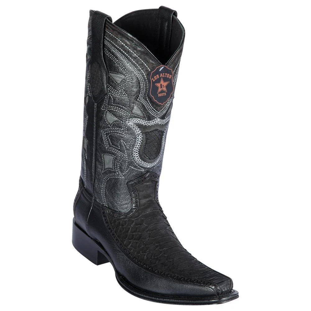 Cowboy boots for western corral bootsLos Altos 76FN5705 Men's Black Genuine Python & Deer European Square Toe Cowboy Boots