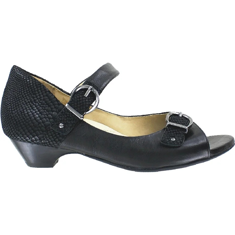 Casual shoes with soft uppers-Women's Ziera Isla Black Snake Leather