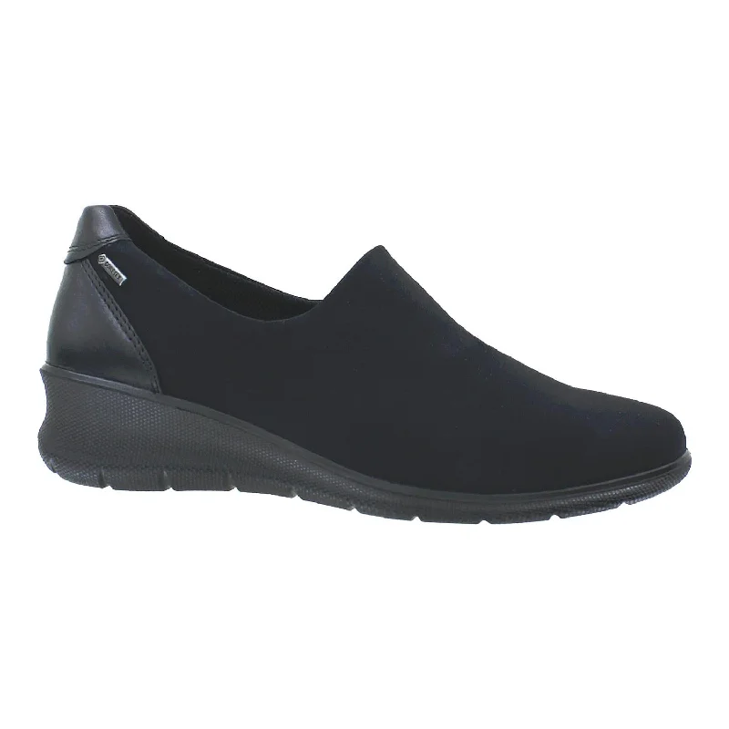 Casual shoes with lightweight foam-Women's Ecco Babett 45 GTX Slip-On Black/Black Textile/Leather