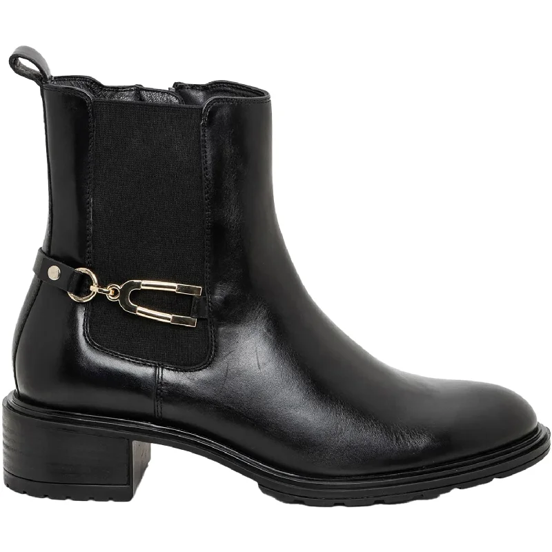 Trendy Booties for women with standout hardware-Women's Ara Plumeria Black Calf Leather