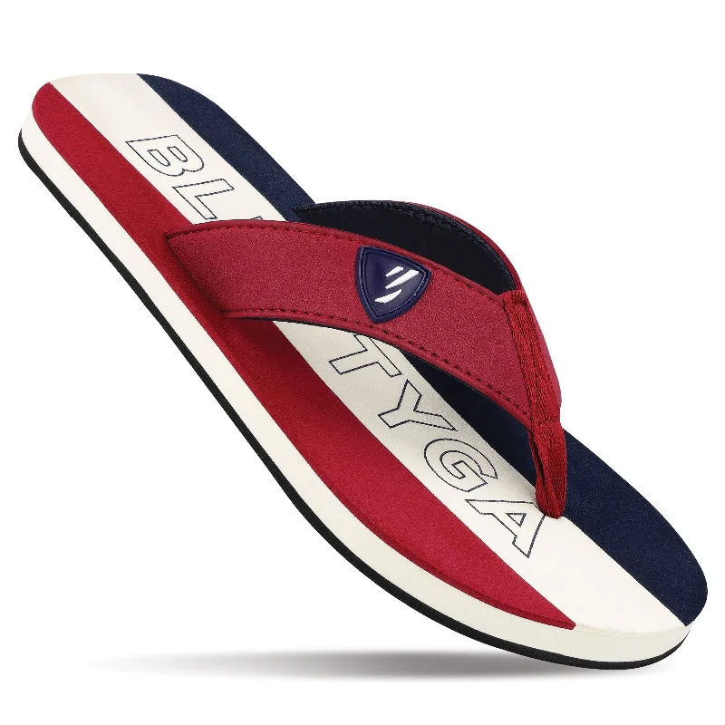 sandals for men with breathable fabric for summer comfort-Blue Tyga Men's Flip Flop Thong  - BT4274 Maroon Blue