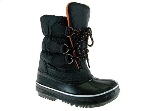 snow boots for women with reinforced toesKids BHD-06I Quilted Lace Up Winter Boots