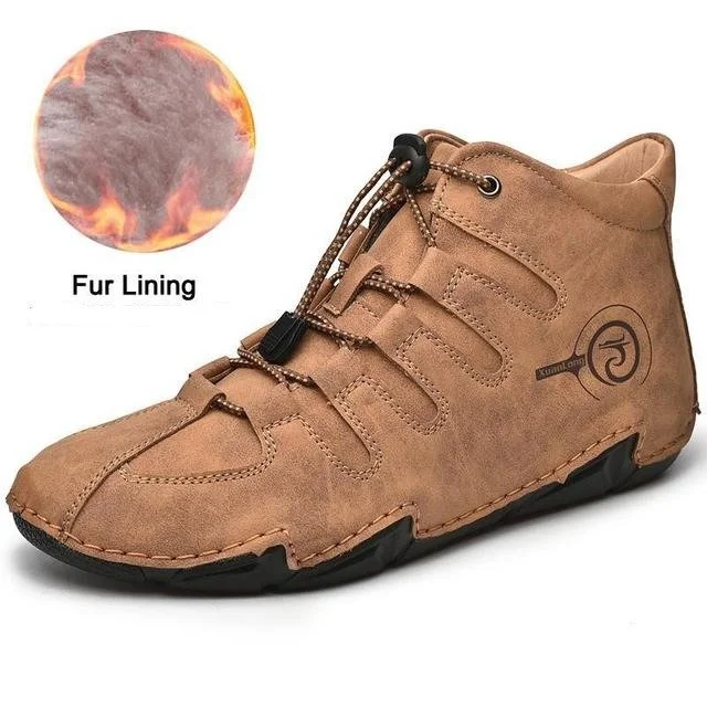 Ankle boots for frugal style-Groovywish Men Orthopedic Shoes Retro Warm Ankle Boots