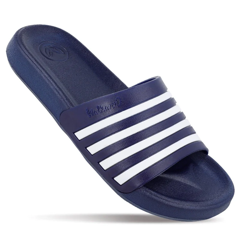 sandals with cushioned straps for added comfort-Walkaroo Mens Flip Flop Sliders  - WC4819 Navy Blue