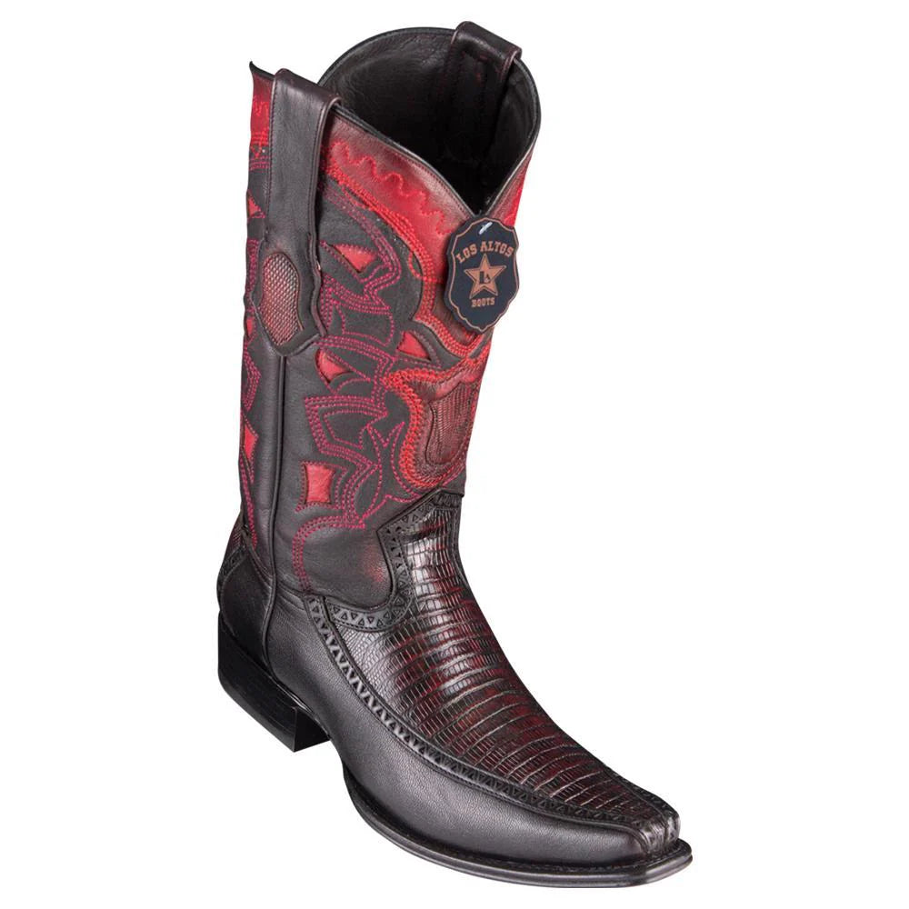 Cowboy boots for dusty mesa styleLos Altos 76F0718 Men's Black Cherry Genuine Teju & Deer European Square Toe Cowboy Boots